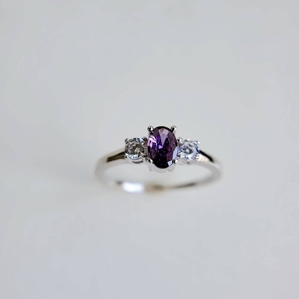 Sterling Silver Amethyst Ring, Brides Ring, Promi… - image 6